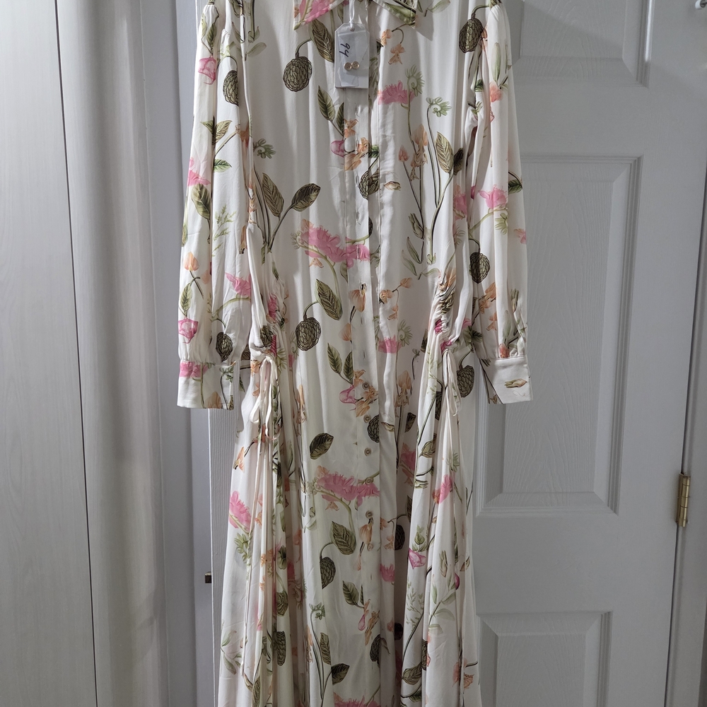 Fame In Central Floral Maxi Dress in Cream and Pink